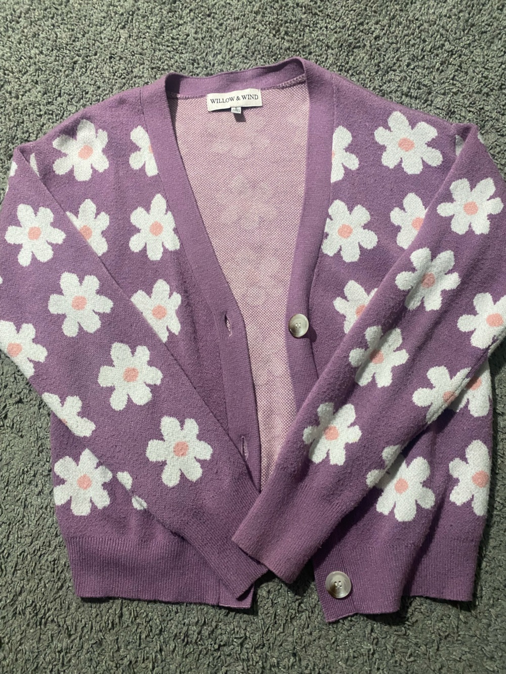 Women’s size small Purple Floral Cardigan Sweater